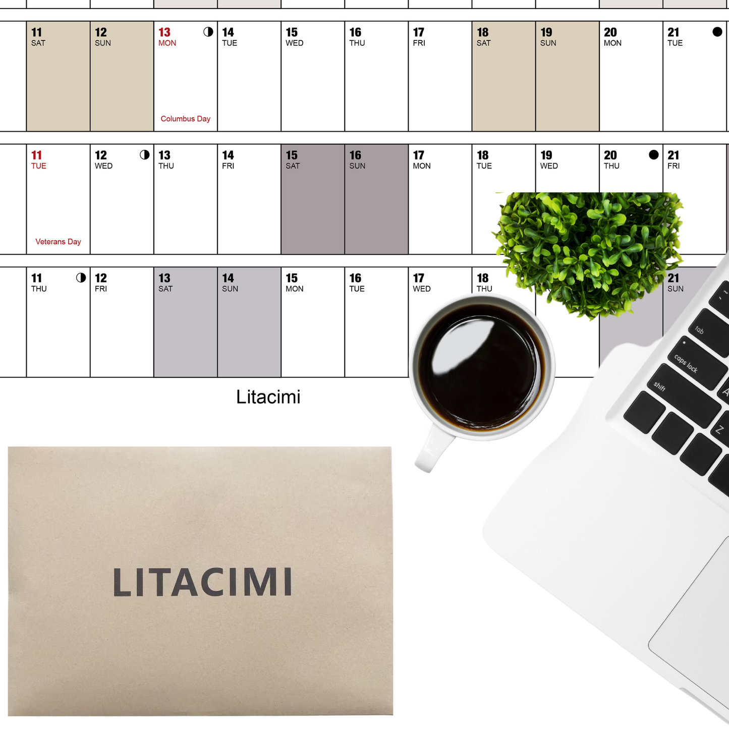 Yearly Wall Calendar with Holidays, Full Year Calendar One Page, Annual Year Wall Calendar with Stickers, Horizontal, 24"X 33" (Open), Paper Folded