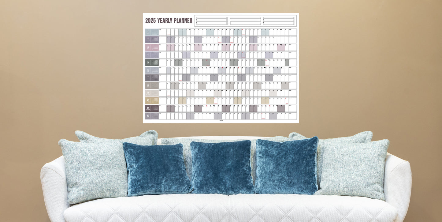 Yearly Wall Calendar with Holidays, Full Year Calendar One Page, Annual Year Wall Calendar with Stickers, Horizontal, 24"X 33" (Open), Paper Folded