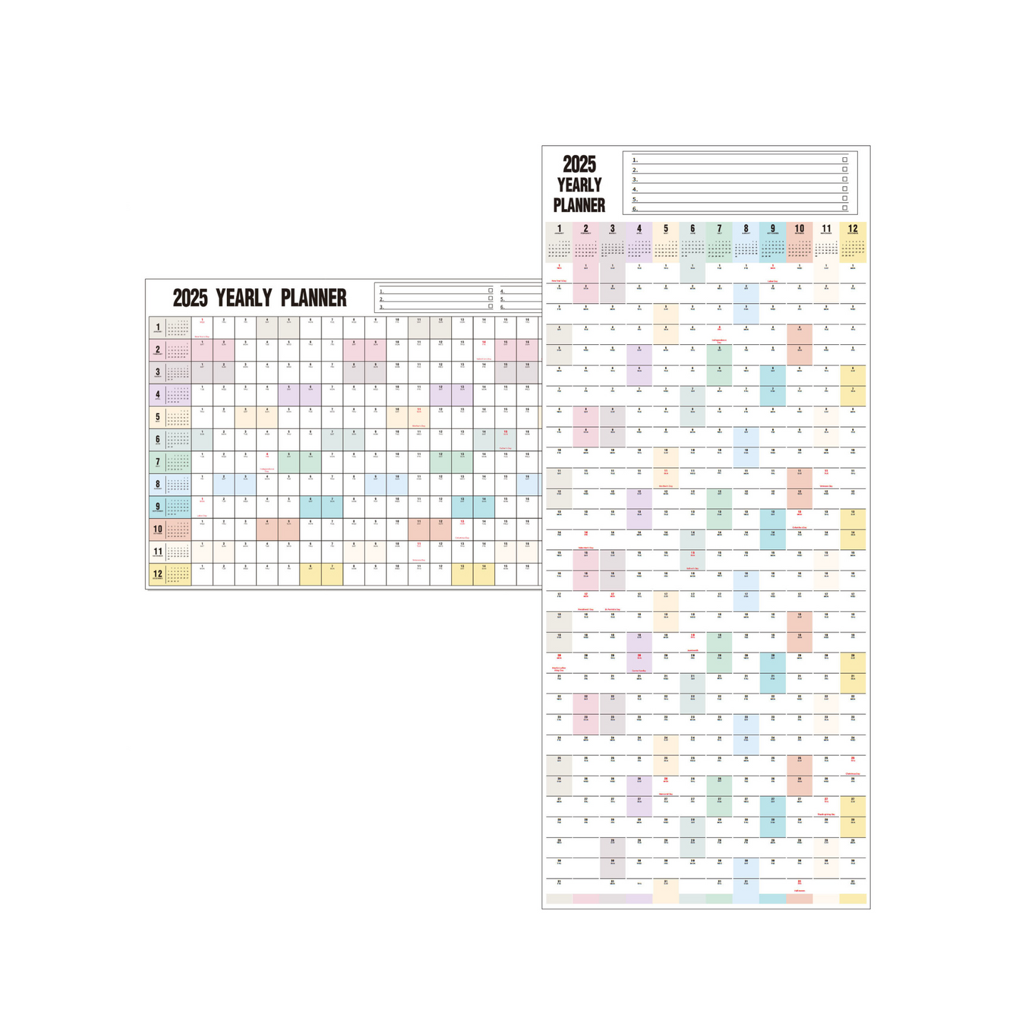 Yearly Wall Calendar 2025 Dry Erase Calendar for Wall, Large Reversible Erasable Laminated Full Year Wall Calendar One Page, Horizontal/Vertical, 17"X 40" (Open), Rolled in Tube