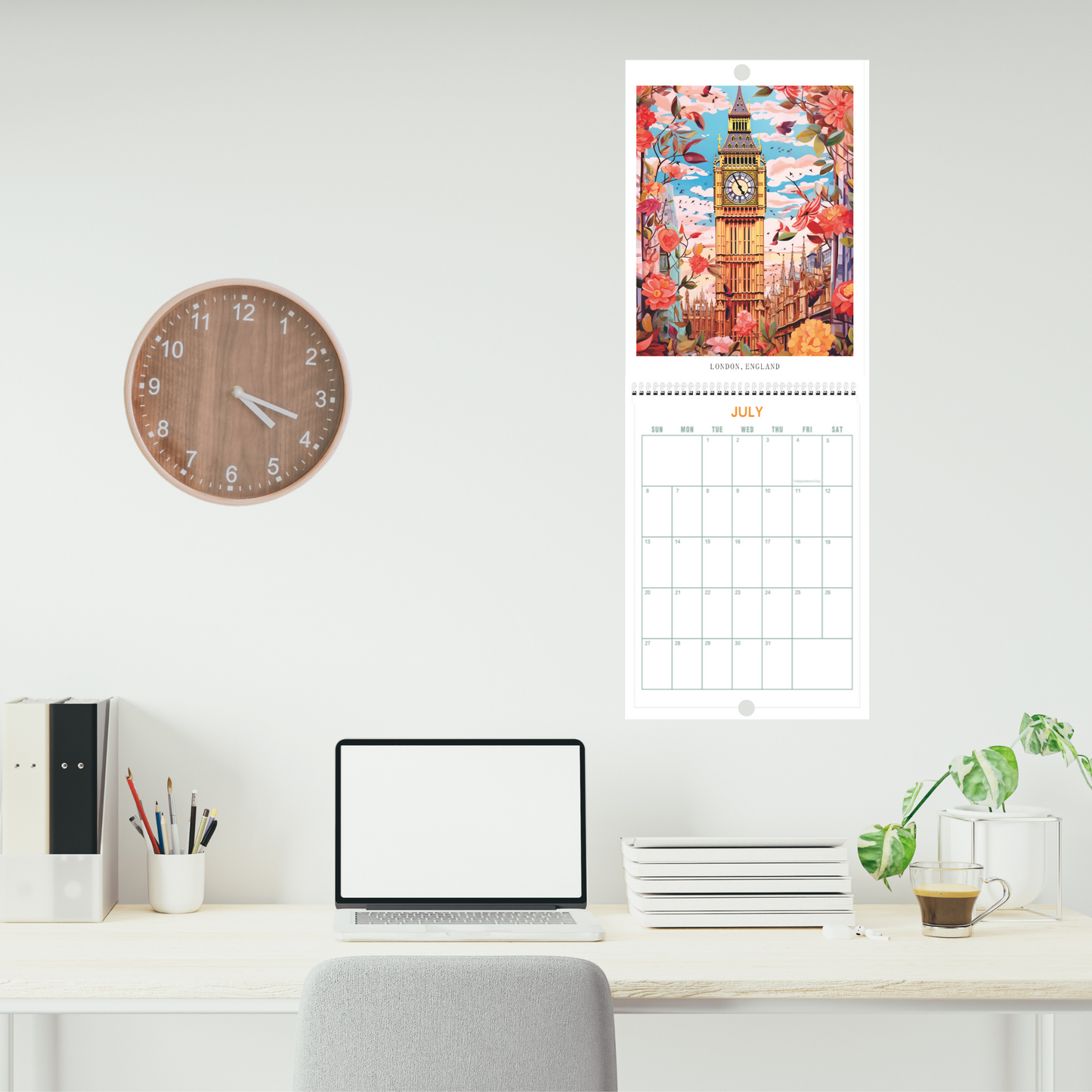 Wall Calendar 2025 World Travel Monthly Wall Calendar 12 Month Hanging Wall Planner，8.3" X 11.7 ", Thick Paper, Illustrated