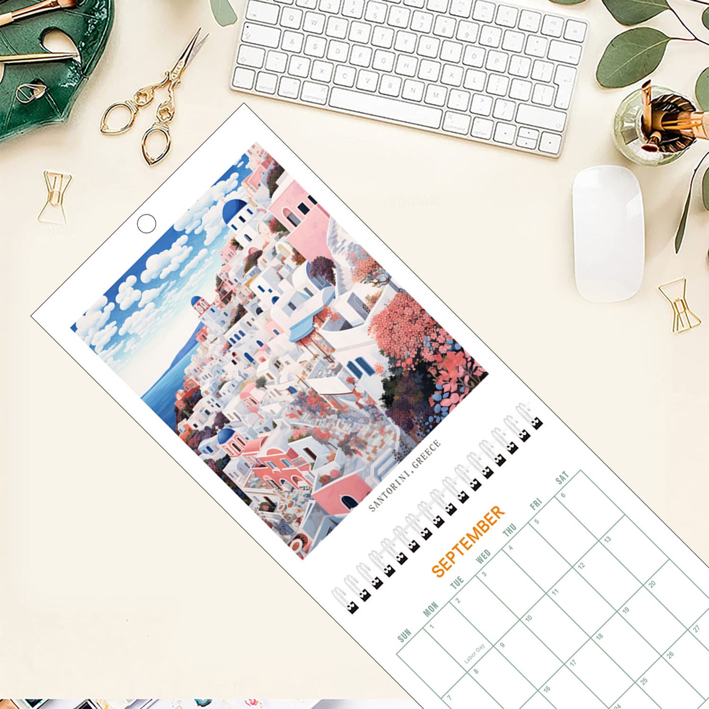 Wall Calendar 2025 World Travel Monthly Wall Calendar 12 Month Hanging Wall Planner，8.3" X 11.7 ", Thick Paper, Illustrated