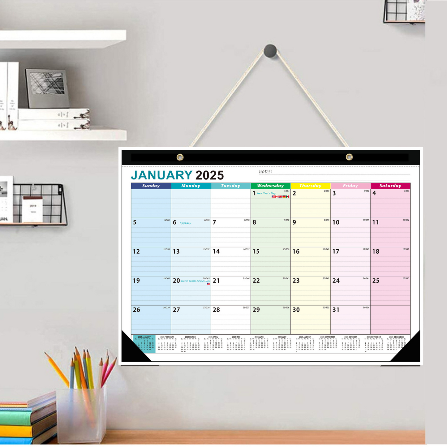 Desk Calendar 2025, 18 Months Desktop Calendar from JAN 2025 - JUN 2026, Large Monthly Wall Calendars with Hanging Hole and Corner Protector for Office School Home, 12'' X 17''