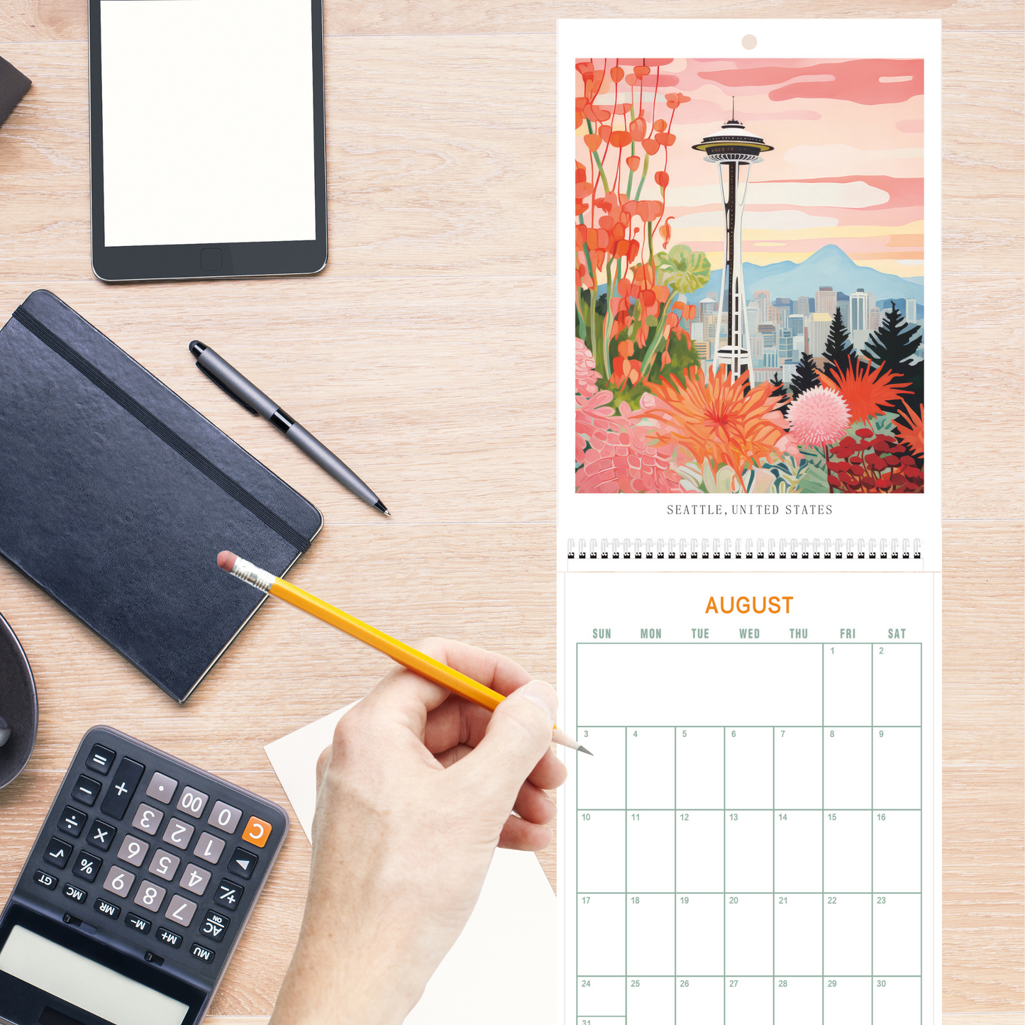 Wall Calendar 2025 World Travel Monthly Wall Calendar 12 Month Hanging Wall Planner，8.3" X 11.7 ", Thick Paper, Illustrated