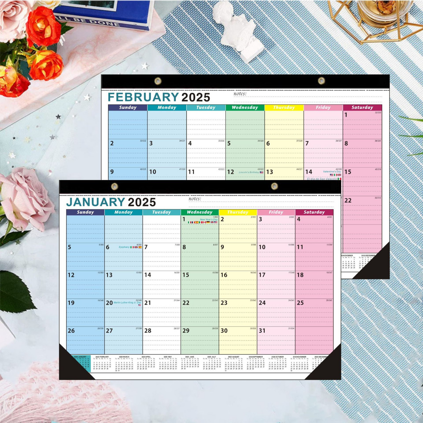 Desk Calendar 2025, 18 Months Desktop Calendar from JAN 2025 - JUN 2026, Large Monthly Wall Calendars with Hanging Hole and Corner Protector for Office School Home, 12'' X 17''