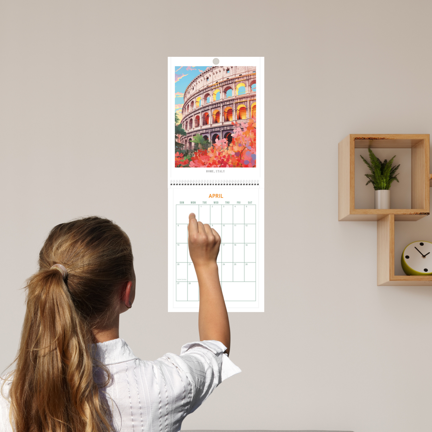 Wall Calendar 2025 World Travel Monthly Wall Calendar 12 Month Hanging Wall Planner，8.3" X 11.7 ", Thick Paper, Illustrated
